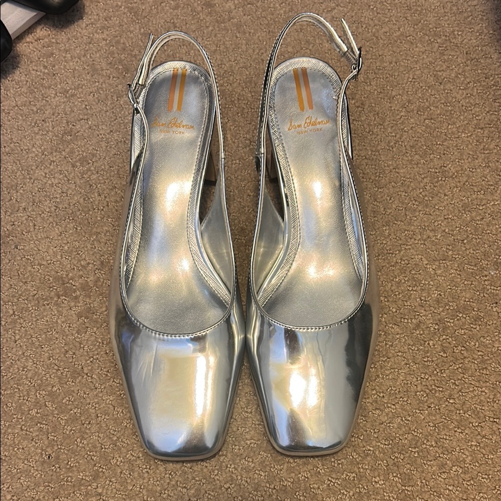 Sam Edelman Silver Heels with Sleek Design